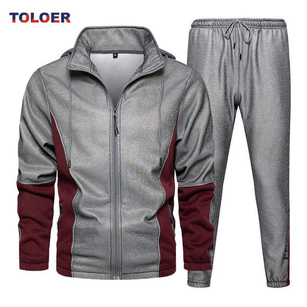 Men's Tracksuits Mens Zipper Cardigan Patchwork Men Rastrear Two Peques Pants Sportswear Sport Trech Suit Autumn New Man Jacket Set Casual Clothing G220928