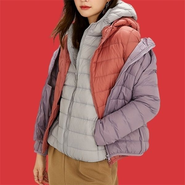 Womens Down Parkas Chyaowu 90% de pato branco Down Down Lightweight Womens Winter Jackets Down Capuz de tamanho grande caça de penas sólidas Mulher inverno 220929