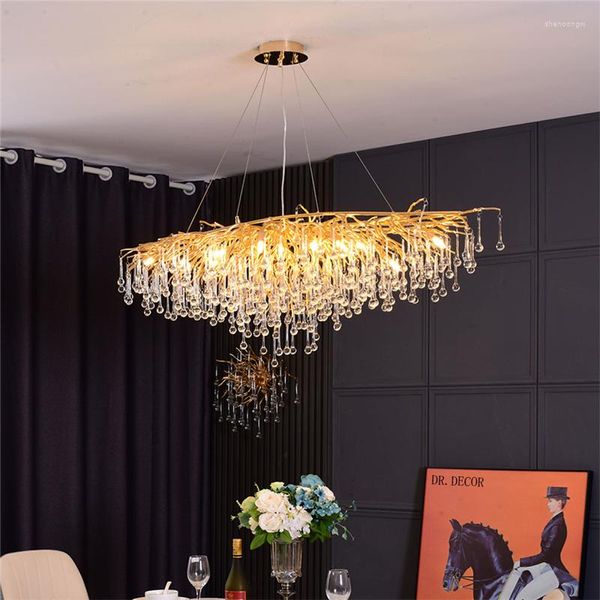 Pendelleuchten LED Kristall Kronleuchter Luxus Zweige Nordic Beleuchtung Art Deco Villa Lustre Lampe für Wohnzimmer El Hall Restaurant
