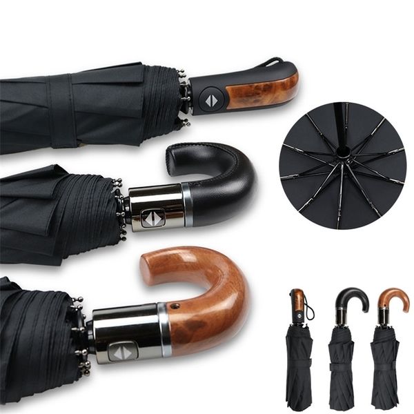 Umbrellas Classic English Style Men Men Automatic 10 -ribs сильные ветроэнергии 3 складных дождей бизнес мужской качественный зон 220929