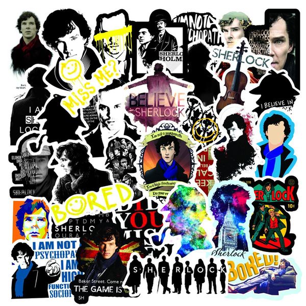 50pcs British TV Show Sherlock Holmes adesivos graffiti Kids Toy Skateboard Car Motorcycle Sticker Decals de adesivos por atacado