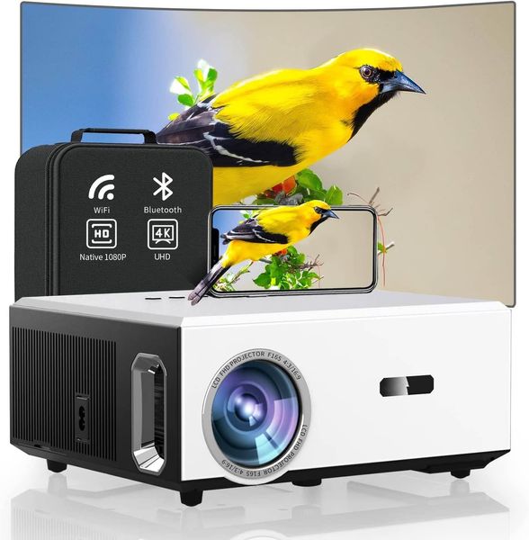 Projetor 4K com Wi -Fi e Bluetooth 15000L 600Ansi 1080p Projector 2G/16G Memória Suporte ao ar livre 500 