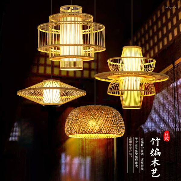 Kolye lambaları bambu sarkan ışıklar modern doğal rattan asılı lamba ülke tarzı ev dekor restoran oturma odası el aydınlatma