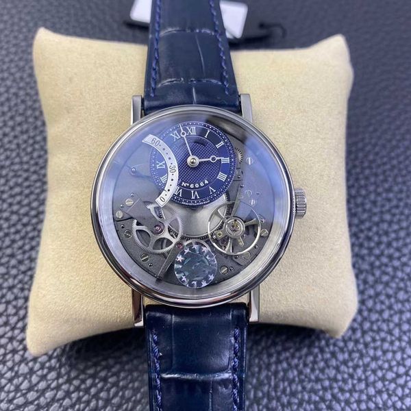 ZF Factory Mens Watch Mechanische Bewegung Größe 40 mm 11. 65 mm Rück-/Reverse -Sprung -Leder -Leder -Gurt Sapphire Kristallglas 7097BB