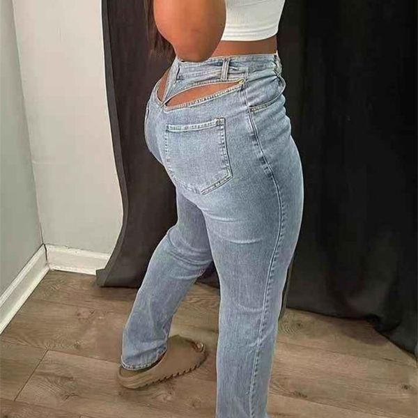 Frauen Jeans Simenual Cut Out Engen Reißverschluss Bleistift Denim Streetwear Baddie Kleidung Frauen Hight Taille Hosen Retro Dünne Lange Hosen 220928