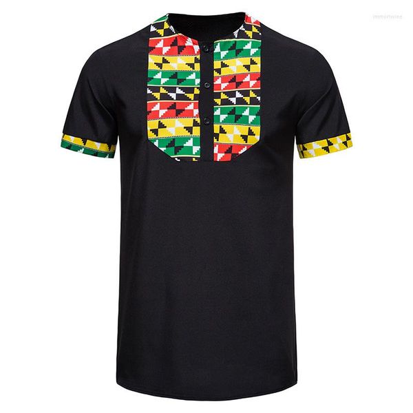 Herren-Poloshirts im afrikanischen Stil, Patchwork-T-Shirt für Männer, kurzärmelig, schnell trocknend, lässige Poloshirts, Afrika-Druck, Stehkragen, Herrenoberteile, USA-Größe