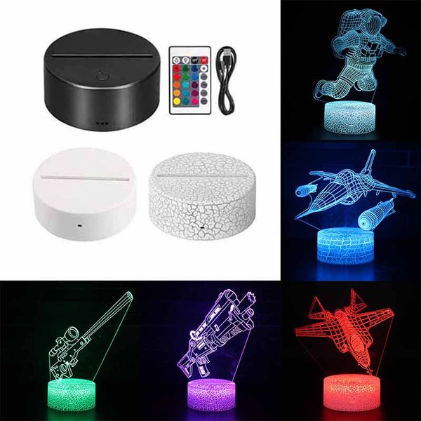 3D LED LUBLEAÇÃO NOITE LUZES DE ARMPLANO ASTRONAUT MULTI MULTI DOURS DISPONÍVEL DISPONÍVEL 3D BASE LIGH