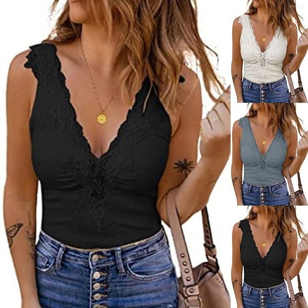 Kadın Bluzları 2022 Yaz Top Kadınlar Kolsuz Dantel Tank Tops Seksi Kadın Tişört Yelek Kadın Push Up Spor Camis Blus Blusa