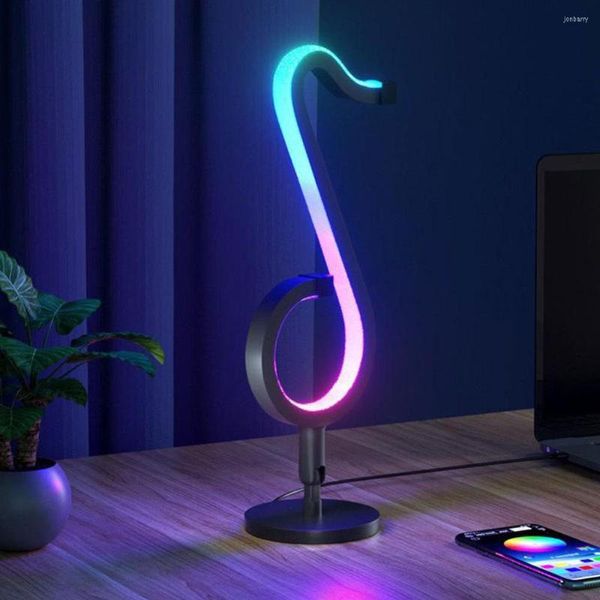 Lampade da tavolo Lampada da scrivania a LED Nota Decorazione camera da letto USB Luce notturna APP Penna di controllo remoto Parete con illuminazione RGB da tavolo in stile moderno