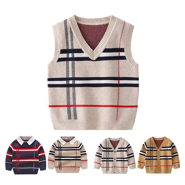 Pullover infantil roupas de inverno tampo quente 2-8y menino de manga longa de malha de malha de malha Gentleman Kids Spring Autumn Cardigan Baby Colet 220929