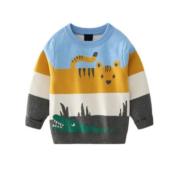 Maglione a doppio strato da ragazzo Euro stile americano autunno 2022 nuovo maglione jacquard del fumetto astratto del bambino