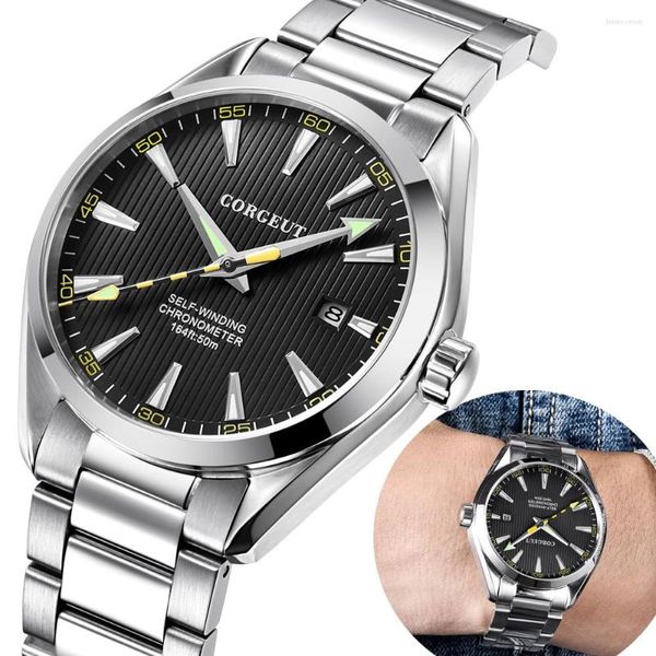 Armbanduhren 41mm Herrenuhr Weißes Zifferblatt Datum Kalender Automatische mechanische Saphirglas-Armbanduhr Herren Luxus-Top-Marke