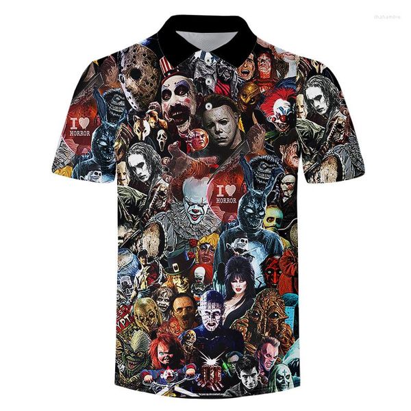 Camisetas de palhaço de palhaço masculino Camisas de pólo de verão impressão de corpo inteiro Camisas Hombre Horror Personagem Men Rousing T Oversized Hip Hop Factory