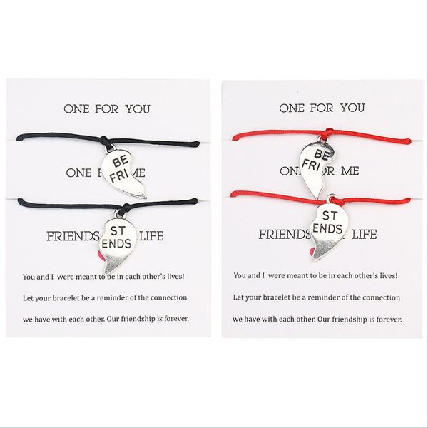 Braccialetti con ciondoli intrecciati 2 pezzi / set Bracciale con ciondoli per braccialetti dell'amicizia Donna Uomo Gioielli Lucky Wish Best Friend Drop Delivery 2021 Bra Dhpfk