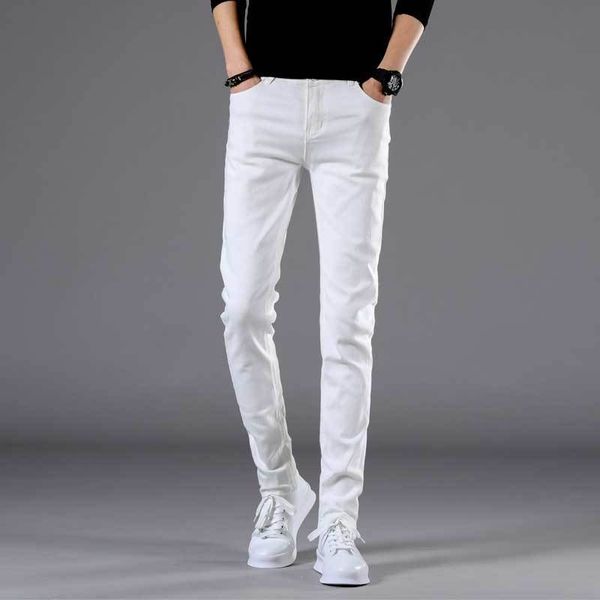 Erkek kot pantolonlar sıska kot pantolon esnek moda gündelik ince fit denim pantolon beyaz pantolon erkek marka giysileri boyutu 2736 220929