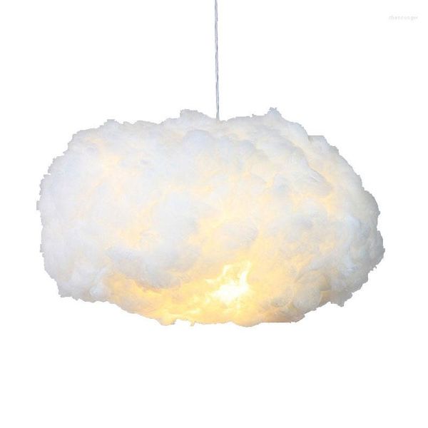 Lampade a sospensione E27 Lampada a nuvola bianca a led appesa romantica apparecchio di illuminazione in cotone soggiorno camera da letto decorazione per interni lampadario luce