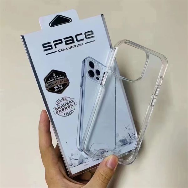 Alta dureza acrílica Cristal Clear Phone Case para iPhone 14 11 12 13 Pro Max Mini Case Space Tampa transparente xs max xr