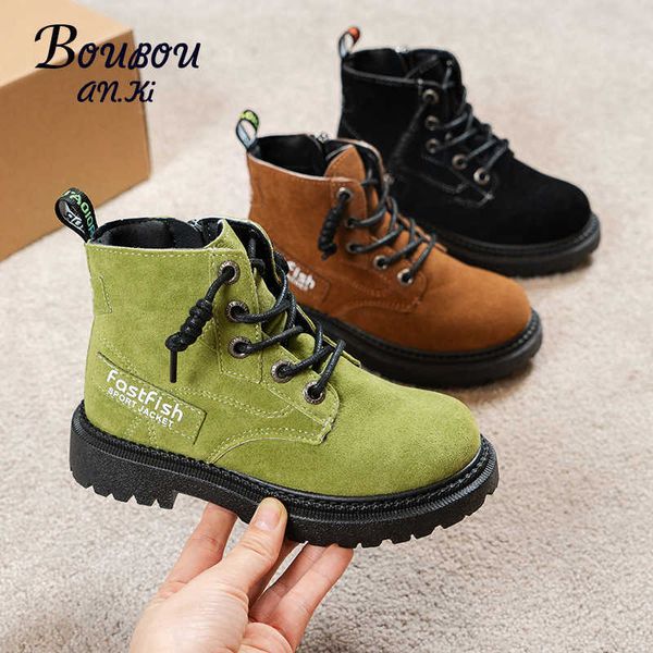 Laarzen 2022 Herfst Mode Kinderen Jongen Martin Laarzen Rits Dikke Zool Rubberen Zool Casual Schoenen Outdoor Veld Laarzen Maten 26-37 T220928