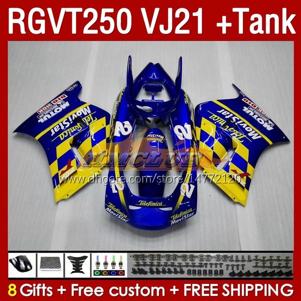 Verkleidungsset Tank für Suzuki RGV250 SAPC VJ21 RGVT250 RGV-250CC 88 89 Karosserie 159Nr.7 RGVT-250 RGV-250 Panel RGVT RGV 250 CC 250CC 1988 1989 Verkleidungsset Movistar Blau