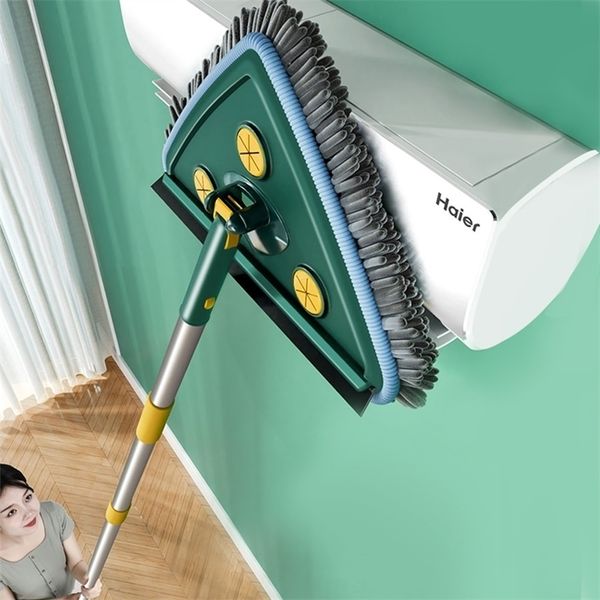 MOPS Lavagem de vidro de vidro Lavagem de lavagem de carro de cozinha Wall Windows planting de limpador telescópico com triângulo chenille 220928