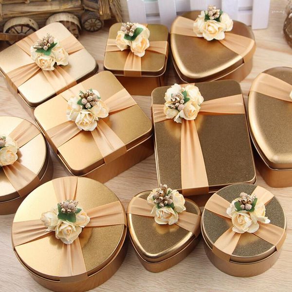 Confezione regalo 6 pz/lotto Personalità Creativa Scatola di Cioccolatini in Latta per Matrimonio Caramelle a Forma di Cuore Quadrate Rotonde