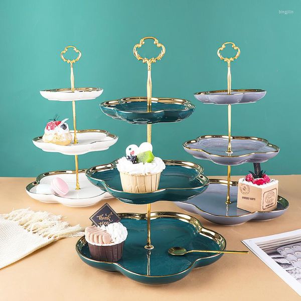 Platten Keramik Kuchen Stand Drei-schicht Abnehmbare Hochzeit Party Dessert Tisch Süßigkeiten Obst Platte Cupcake Selbsthilfe Hause Display halter