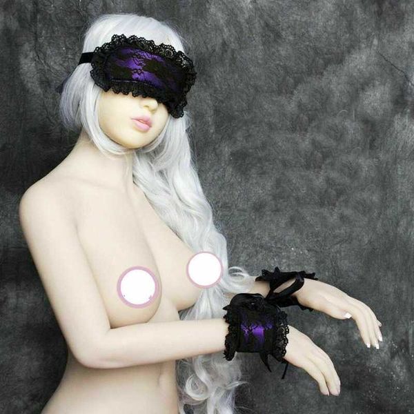 Articoli di bellezza Occhi Maschera Blinder Blindfold Manette di pizzo Costume sexy Bondage Polsino da polso Coppia Strumenti per coppie Nastro di posizione