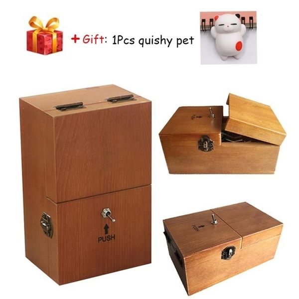 Neuartige Spiele zusammengebaut, lustiges kniffliges Spielzeug, schaltet sich selbst aus, nutzlose Box, „Leave Me Alone“, kreative Maschine, Holz, Geek-Geschenke oder Schreibtisch 220930