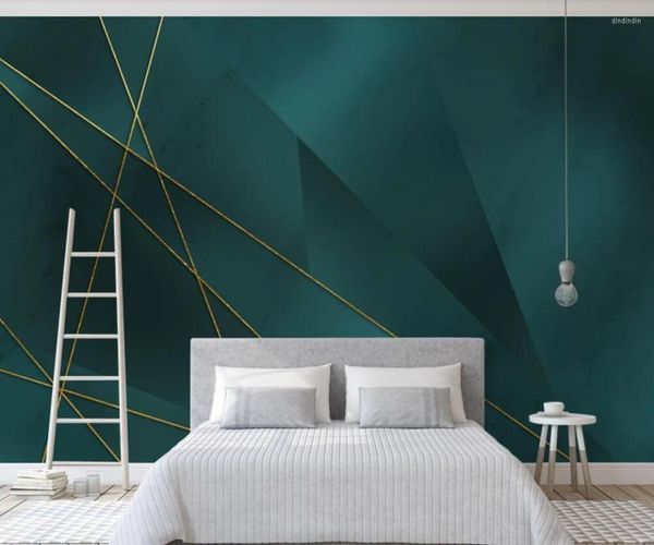 Tapeten Benutzerdefinierte 3D-Wandbild Tapete Geometrische Licht Luxus Linie Hintergrundwand Einfache nordische dekorative Malerei
