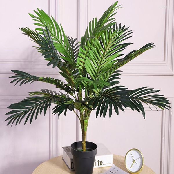 Flores decorativas 60cm 18 cabeças plantas tropicais grande palmeira artificial bonsai alto galho falso folhas de seda para casamento no escritório doméstico