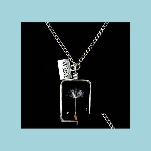 Подвесные ожерелья rec Прозрачный сушеный ожерелье для подвесной одуванчики для женщин по случаю дня рождения ювелирные украшения сплав с сплав