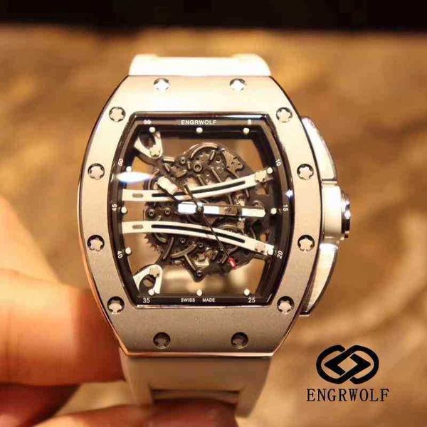 Uhren Armbanduhr Designer Luxus Herren Mechanische Uhr Weinfass Richa Milles Rm61-01 Serie 2824 Automatik Titan Metall Weißes Band m 5VGA