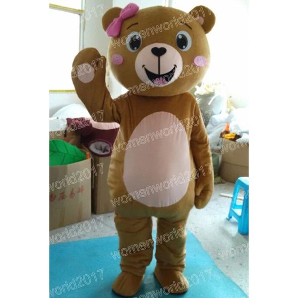 Halloween Cute Brown Bear Mascot Costume Simula￧￣o Roupa de Caracteres de Cartoon Suje para adultos Roupe