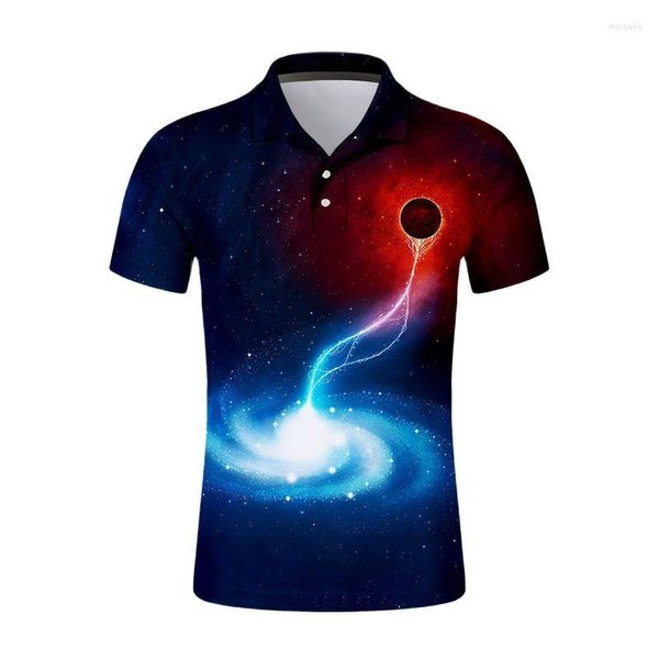 Polos maschile a manica corta maschi stampato in 3d polo universo universo di moda hombre camisas de streetwear ropa casual tops