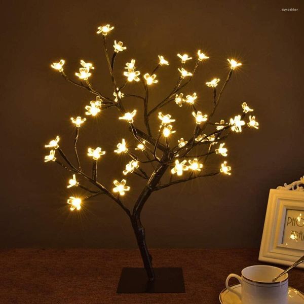 Saiten LED Kirschblüten Baum Zweige Licht Tisch Nachtlampen 24/36/48leds Blumenlaterne für Hochzeit Festival Party Schlafzimmer Dekor