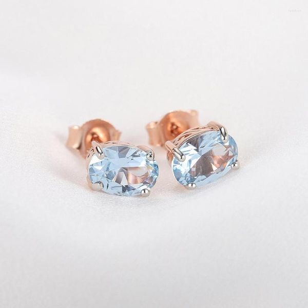 Stud Küpe 925 STERLING Gümüş Topaz Kadınlar için Taş Solitaire Oval Ear 2022 Trend Cadılar Bayramı İnce Mücevherat