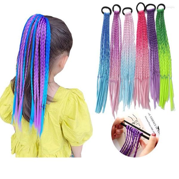 Acessórios para cabelos Wig Twist Braid Elastic Bands Girls Colorful Fake Borracha Treath Railtand Ring Ring Childrenwear