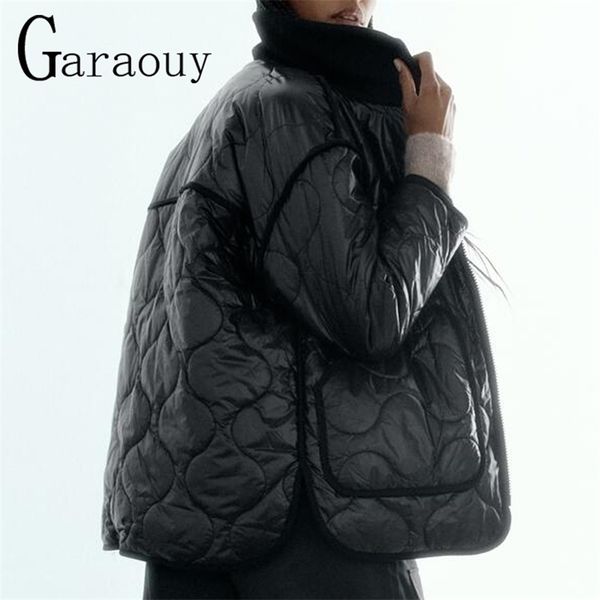 Женщины вниз по парке Garaouy Winter Wind Womens Black Upfice Add Cotton Jacket Y2K Mashion Толстый теплый Parkas Outwear Pav