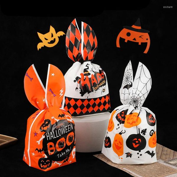 Geschenkverpackung 10/20pcs Halloween -Ohr -Ohr -Plastiktüten für Kinder Kekse Kekse Dessert DIY Verpackung Vorräte Backdekoration
