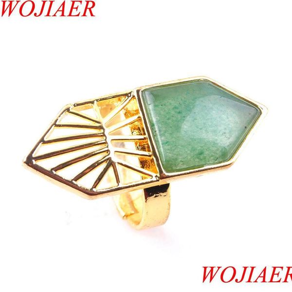 Solitärring Einzelner natürlicher Aventurin-Edelstein-Fingerring Schmuck Frauen Geometrische Natursteine Partyringe Geburtstags-Gif Vipjewel Dhrrw