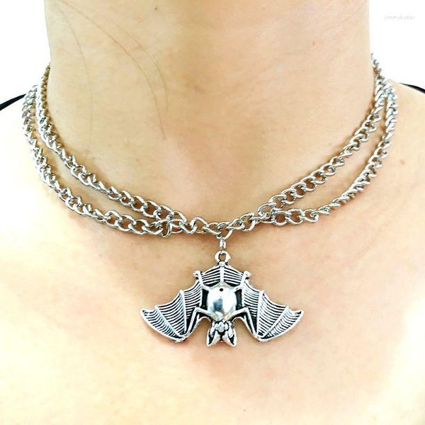 Girocollo Collana Goth Vintage Per Donna Colore Argento Catena Corta Chocker Polpo Pipistrello Animali Ciondoli Collane Gotiche Pendenti