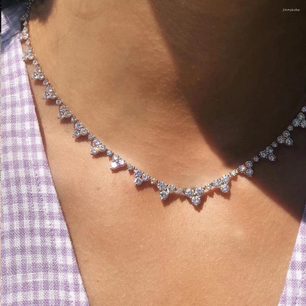 Girocollo Stonefans Collana con colletto pieno di strass Dichiarazione per donna Semplice ingranaggio di cristallo Triangolo Freccia ad angolo