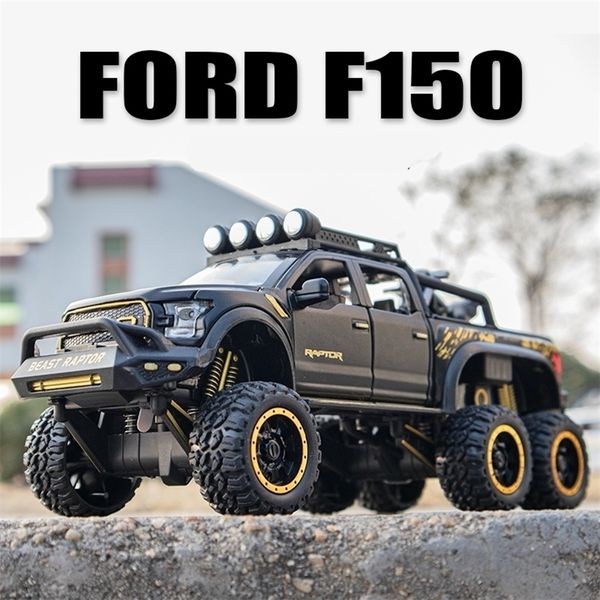 Modellino auto 1/28 Ford Raptor F150 Pickup Fonde sotto pressione in lega giocattolo in metallo modificato fuoristrada simulazione regalo per bambini 220930