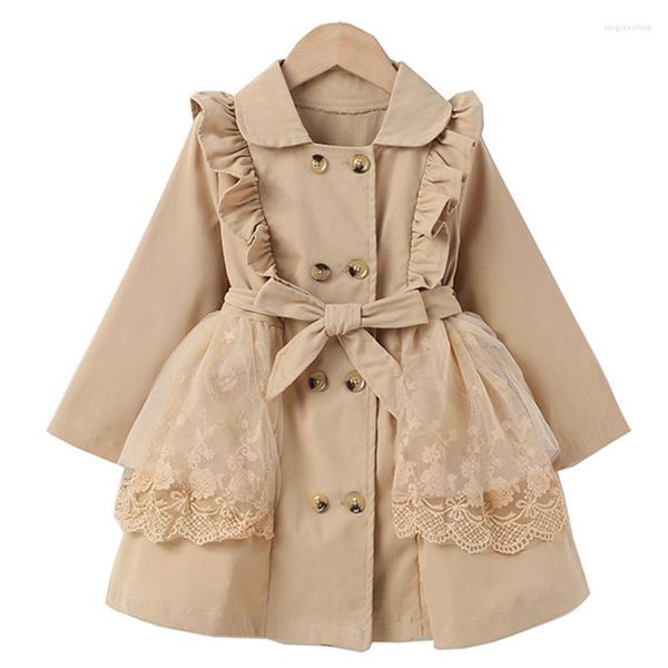Mantel Baby Mädchen Windjacke Frühling Jacken Für Spitze Trenchcoats Und Regenmäntel Kinder Oberbekleidung 2-7Yrs Kleidung