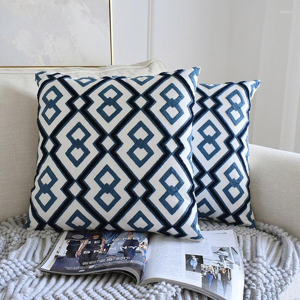 Yastık 45x45cm mavi nakış fırlatma kapağı katı pembe elmas kasa modern stil ev dekorasyon sham kanepe