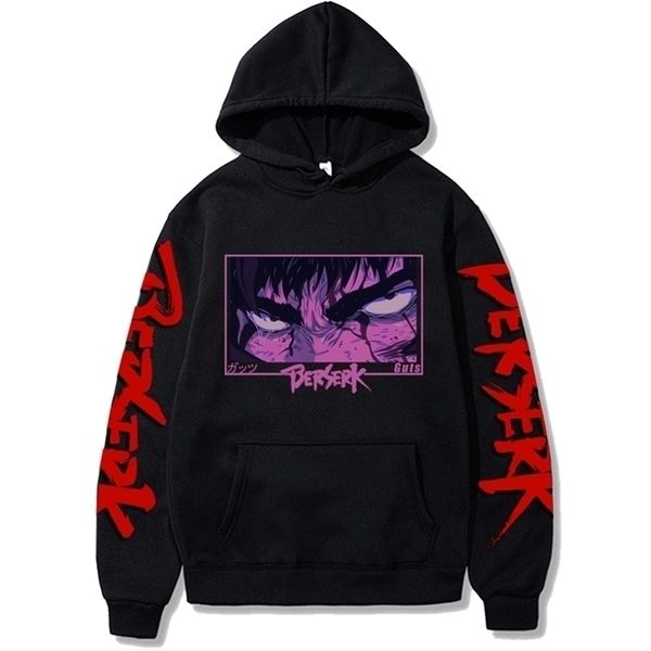 Herren Hoodies Sweatshirts Japan Anime Berserk Harajuku Guts Eyes Manga Gothic Winter Pullover Mode Langarm Männer Schwarz 220929