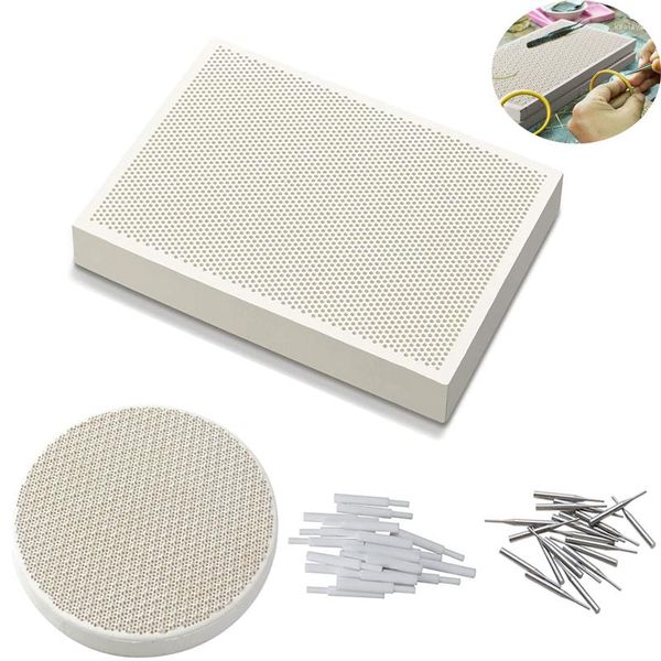 Tischsets 1 x quadratische/runde Waben-Keramik-Lötplatte, Schmuckblock-Herstellungswerkzeug/Wabennadel