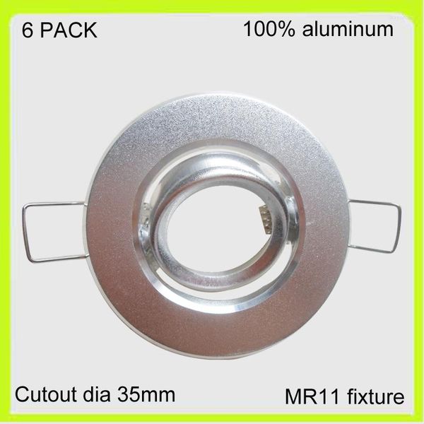 Lampenfassungen DIY installieren 6er-Pack runde LED-Downlight-Befestigung MR11 Krempenkantenausschnitt Dia35mm Aluminiumverkleidung für Spotlight-Armaturenrahmen