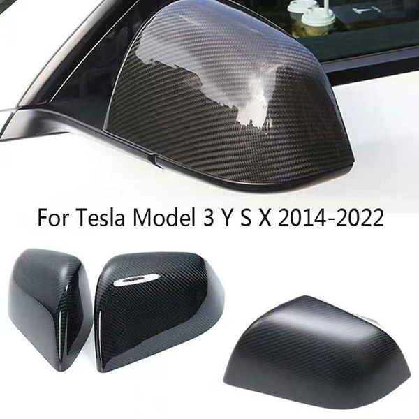 Pe￧as autom￡ticas Tampa traseira do espelho Real Mirrors de fibra de fibra de fibra de carbono seco real Tampa tampa lateral para Tesla Modelo 3 y S x