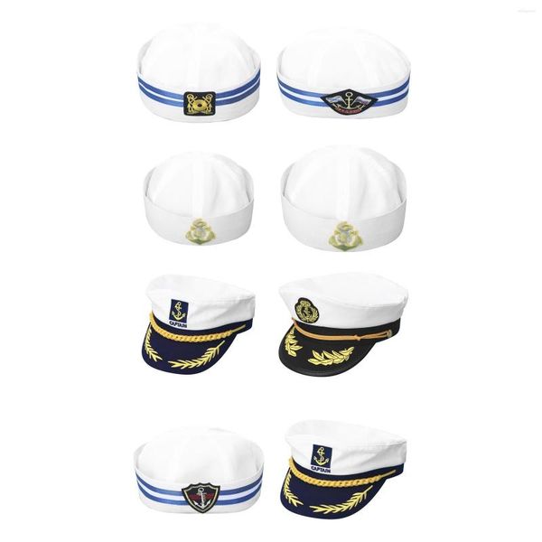 Berretti Kid Adulto Yacht Barca Nave Marinaio Capitano Costume Cappello Berretto Marina Militare Ammiraglio Ricamato Capitano Classico Militare